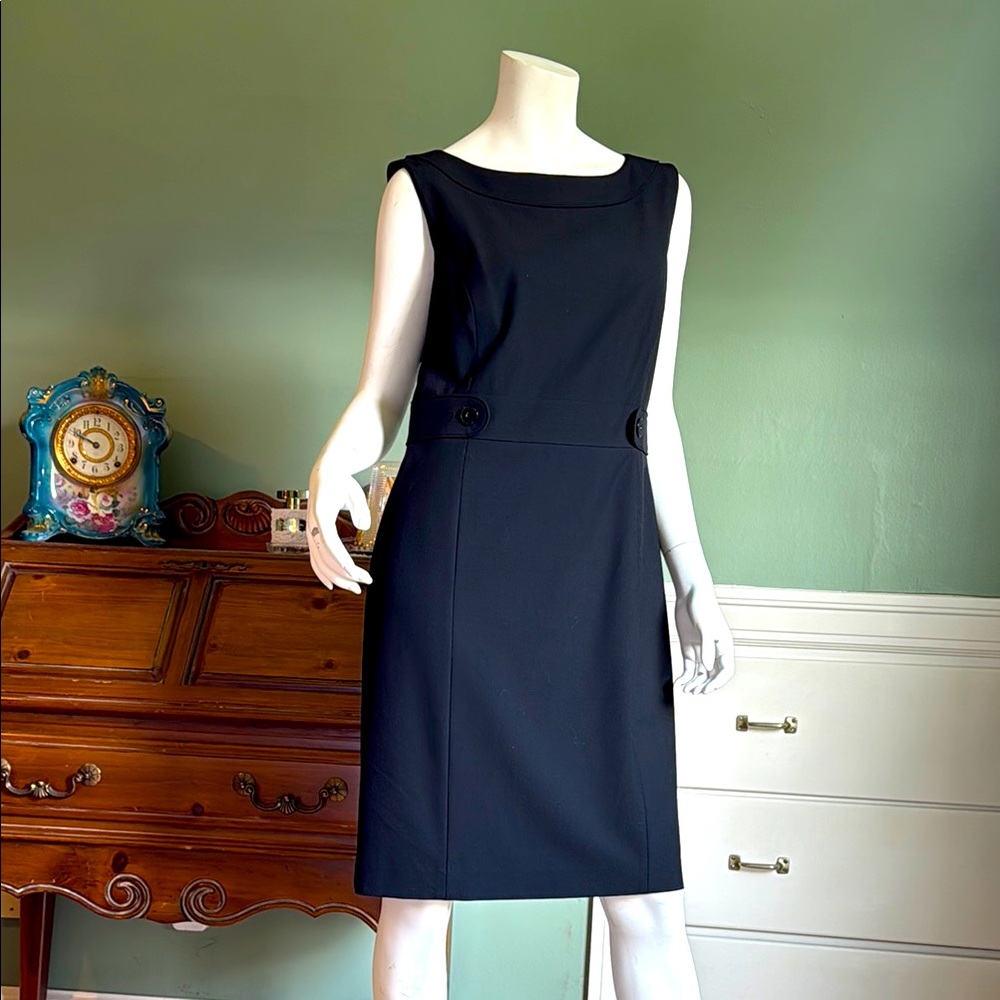 Semantiks Black Sheath Midi Dress Sleeveless Bateau